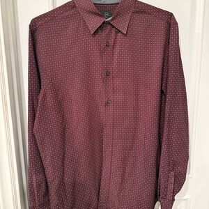 Men's Burgundy Polka Dot Shirt